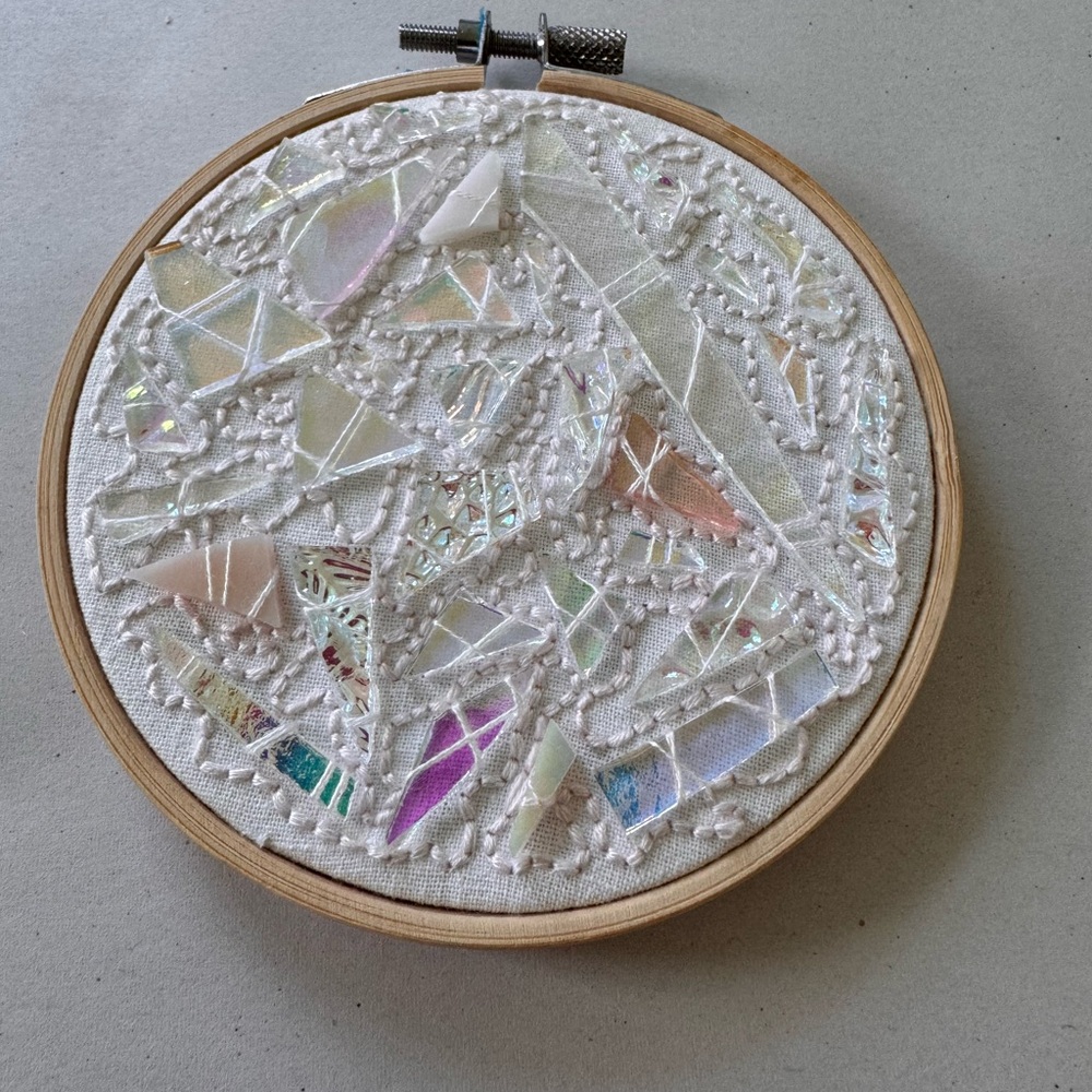 *HANDMADE* Custom Hand Stitched Glass Hoop Decor